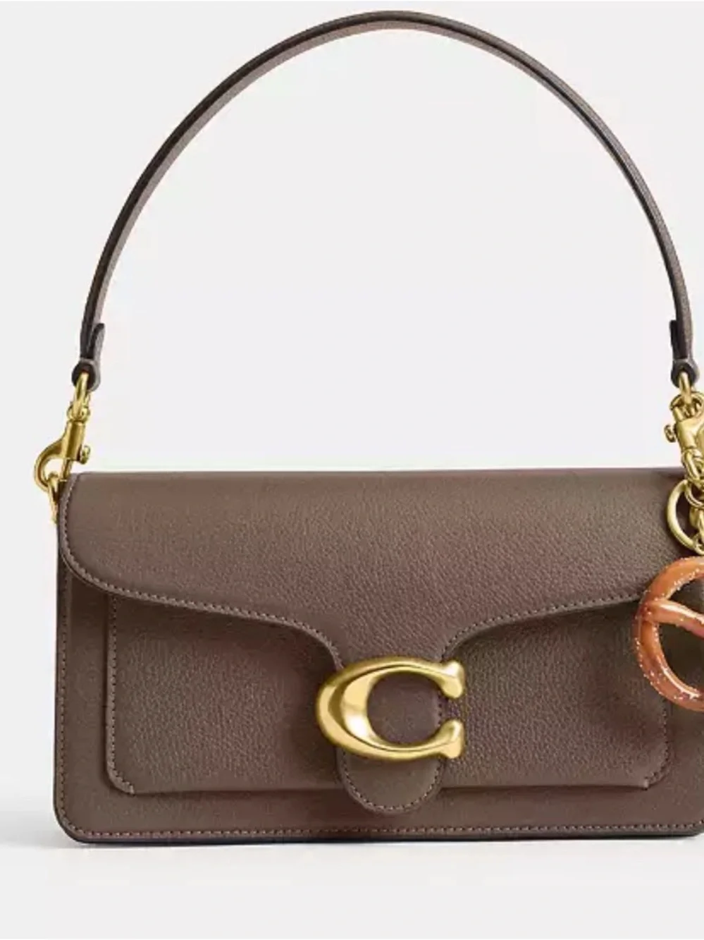 HOT!!!!  Coach Gold-Tone Pretzel Purse Charm in Brown.  NWT and Dusty